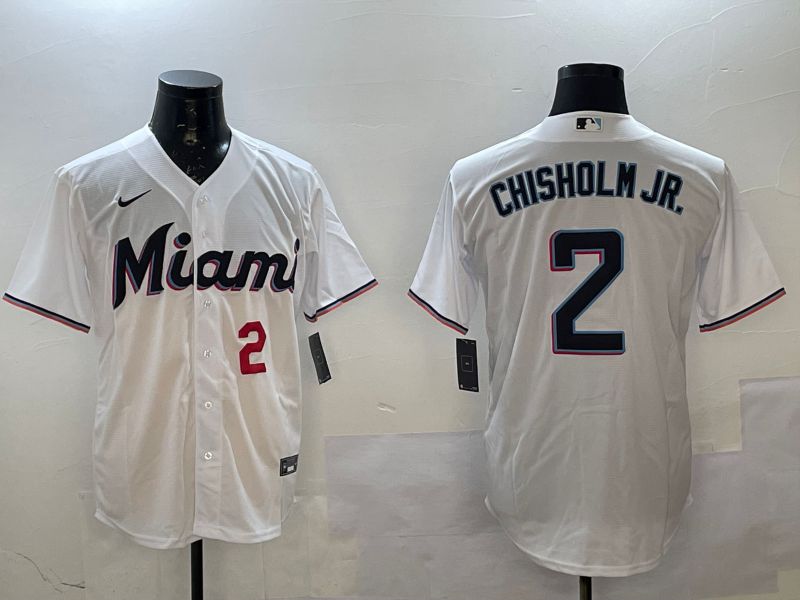 Men Miami Marlins #2 Chisholm jr White Game 2025 Nike MLB Jersey style 4->miami marlins->MLB Jersey